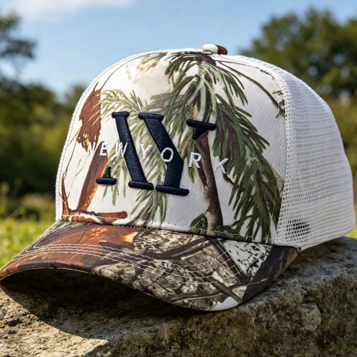 Unisex Spring Summer Breathable Baseball Cap with Embroidered Letter And Tree Design European And American Style Universal Duckb