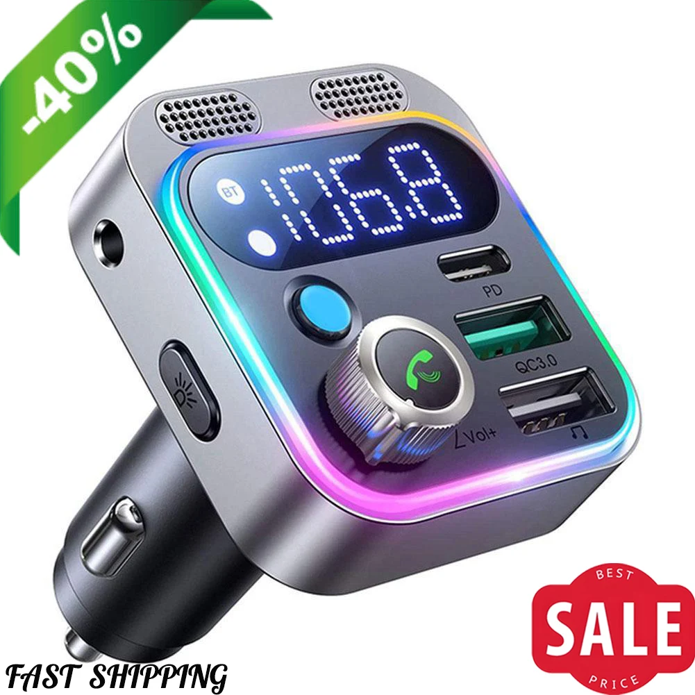 

Автомобильное зарядное устройство с громкой связью, 48 Вт, PD и QC3.0, автомобильный адаптер Bluetooth, беспроводной Bluetooth, FM-передатчик, Mp3, музыкальный радиоприемник