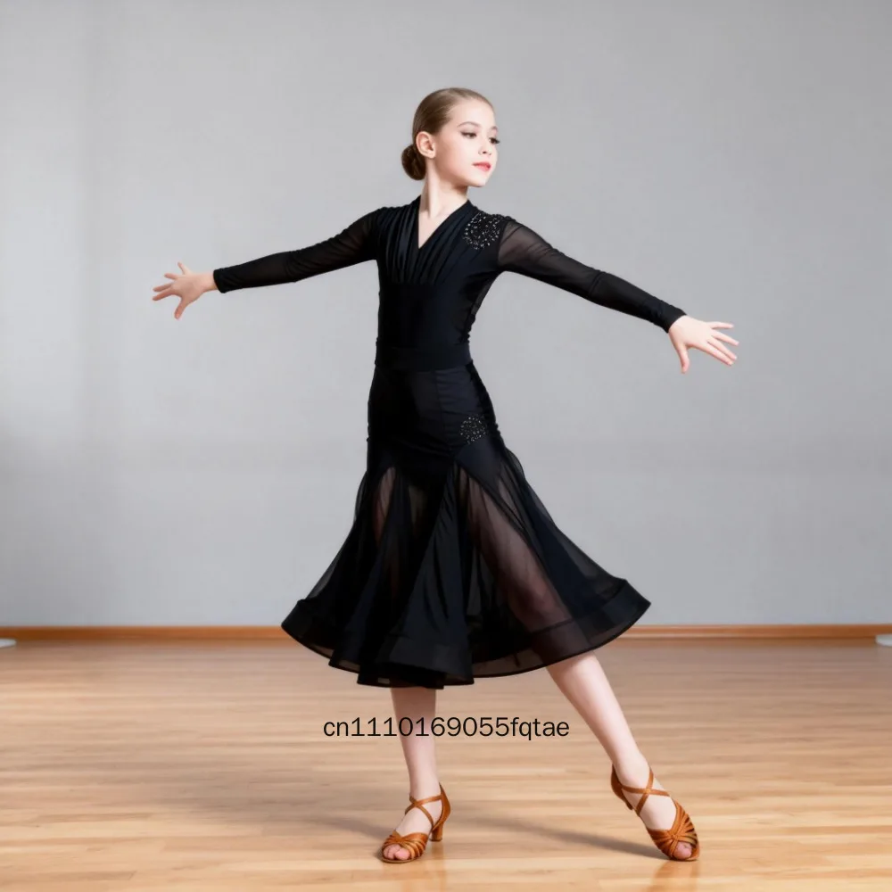 

Платье для бальных танцев женское, для современного вальса и танго, соревновательный костюм, стандартное платье для выступлений и тренировок, для детей