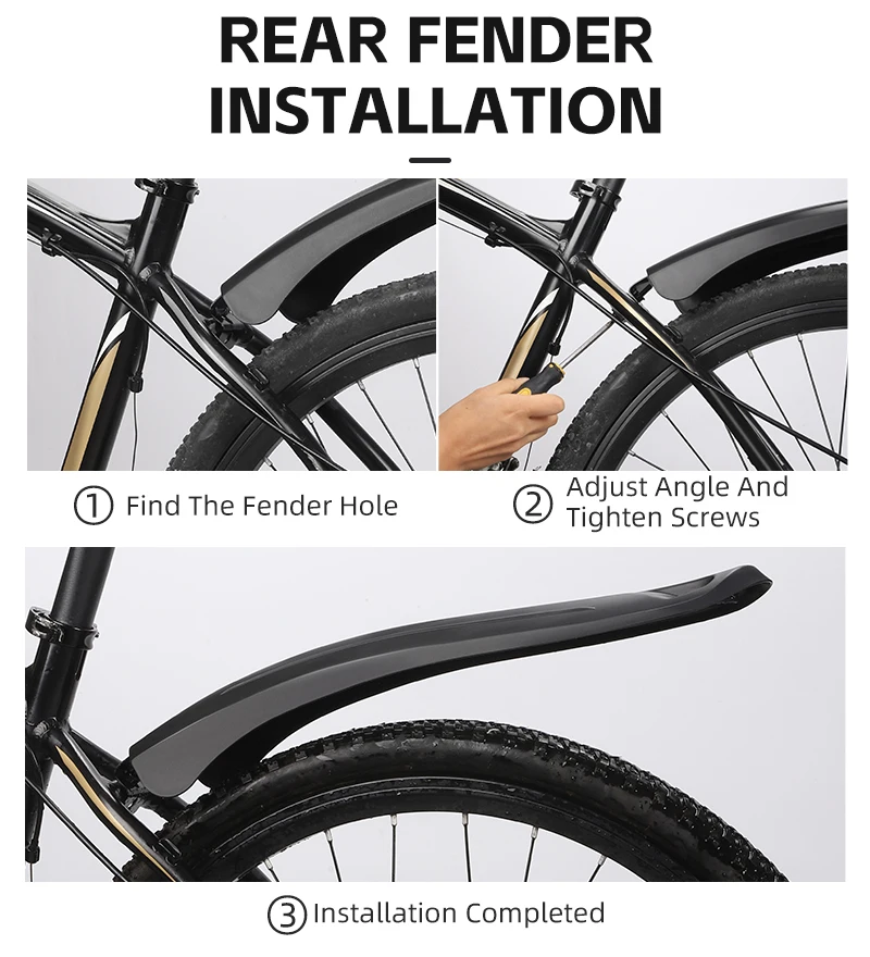 WEST BIKING 2 Stück Fahrrad-Schutzbleche, staubdichter Spritzschutz für Fahrräder, universeller Fahrrad-Schmutzschutz, spritzwassergeschützt für Mountainbikes – Detail 12