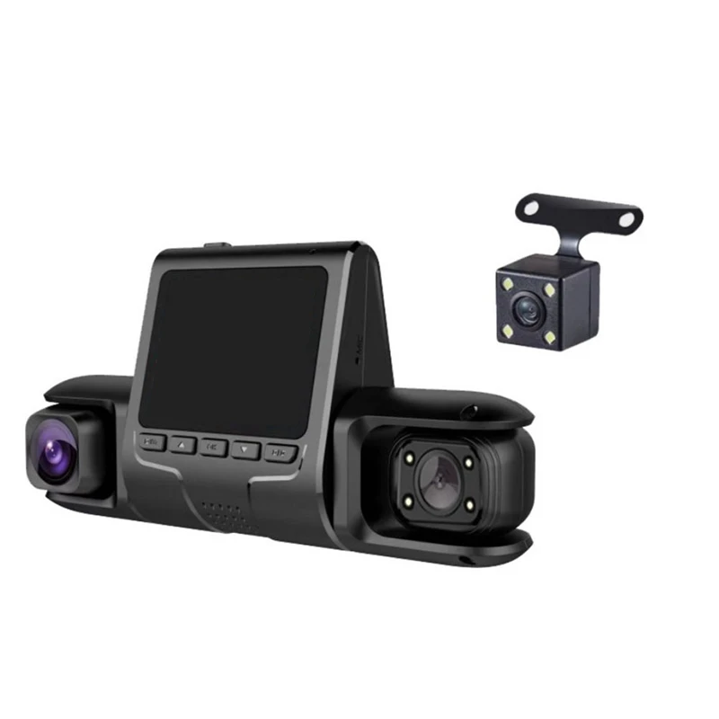 Plastic 3 Camera Lens Car DVR HD 1080P Dash Camera IR Night Vision 3-Channel Dash Cam Video Driving Recorder 24H Parking Monitor