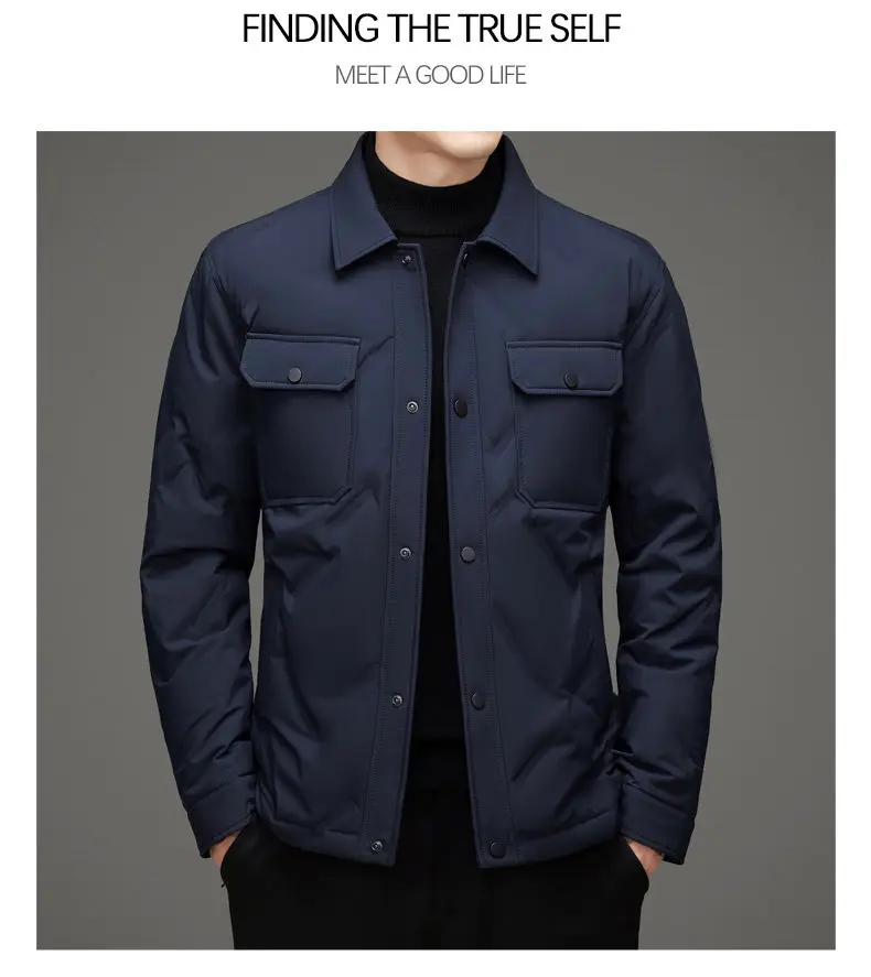 Men's 50% White Duck Down down coat 2026 winter turndown collar warm Down Jackets men fashion light and thin Jacket M-4XL