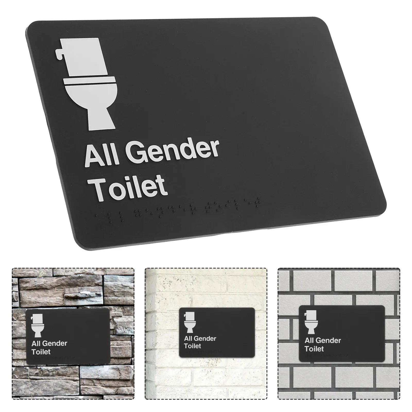男女兼用トイレサイン-ブラインド文字-明るい色で認識しやすい-ユニセックスバスルームサイン-ブラインド文字-男女兼用トイレ標識
