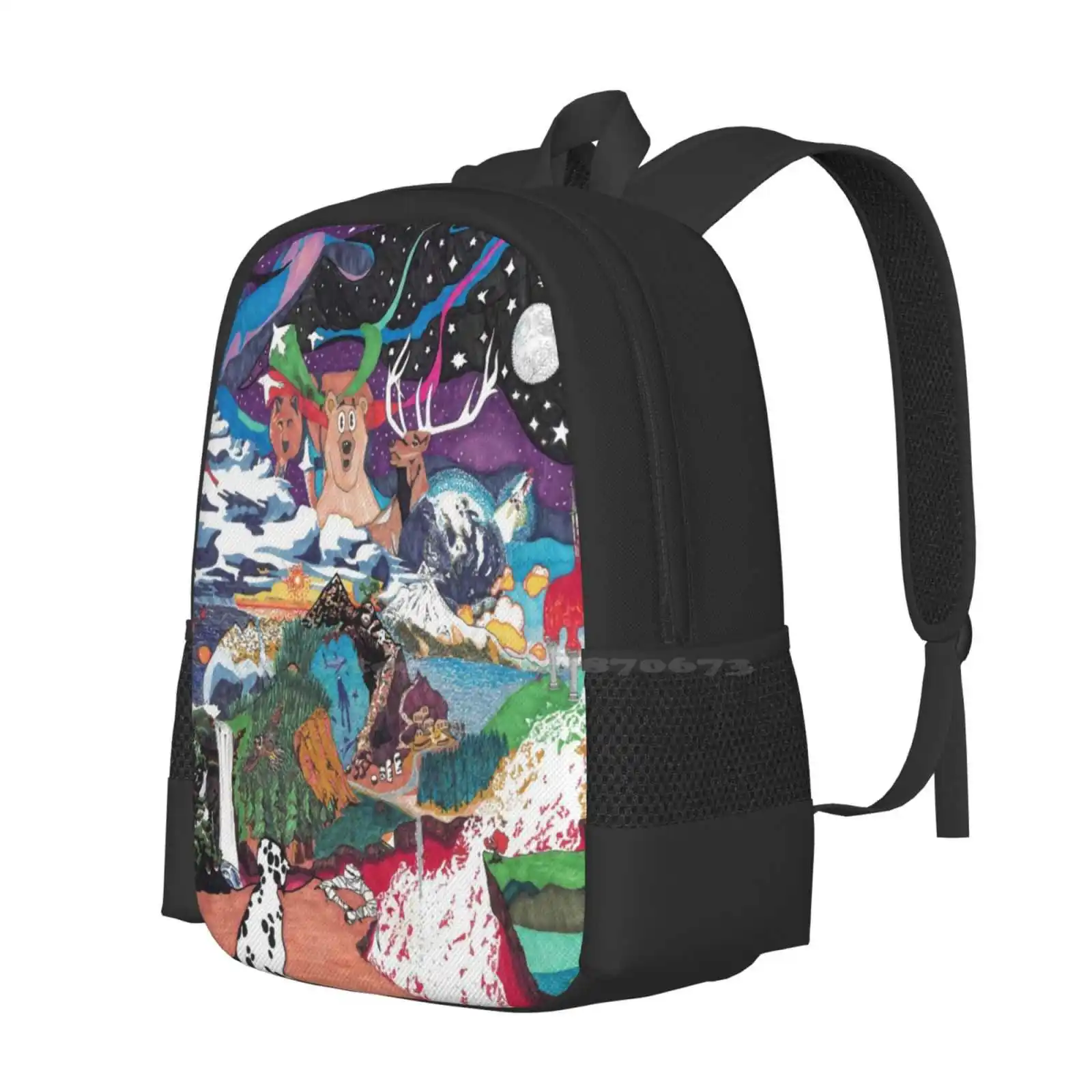 The Fabric Hot Sale Schoolbag Backpack Fashion Bags Science Space Time Native Colors Colorful Psychedelic Abstract Modern Water