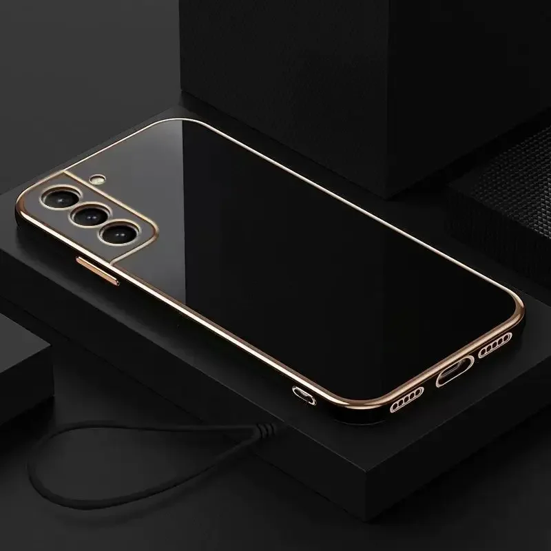 For Samsung Galaxy S21 5G Case Luxury Square Plating SM-G991B, SM-G991N Phone Case ShockProof Silicone Back Cover Fundas