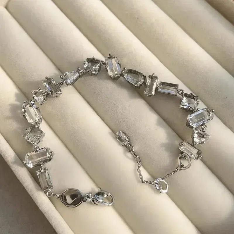 

Fashion New Mesmera Mixed Cut White Crystal Bracelet Summer Engagement Party Exquisite Accessories Elegant Women's Jewelry Gift