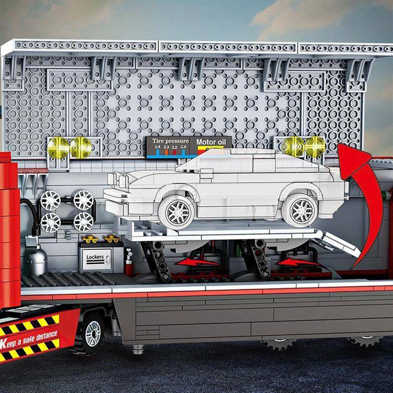 Technical City Mobile Vehicle Maintenance Station Building Blocks Auto Repair Set Repair Tools Assemble Brick Model Toy Kid Gift