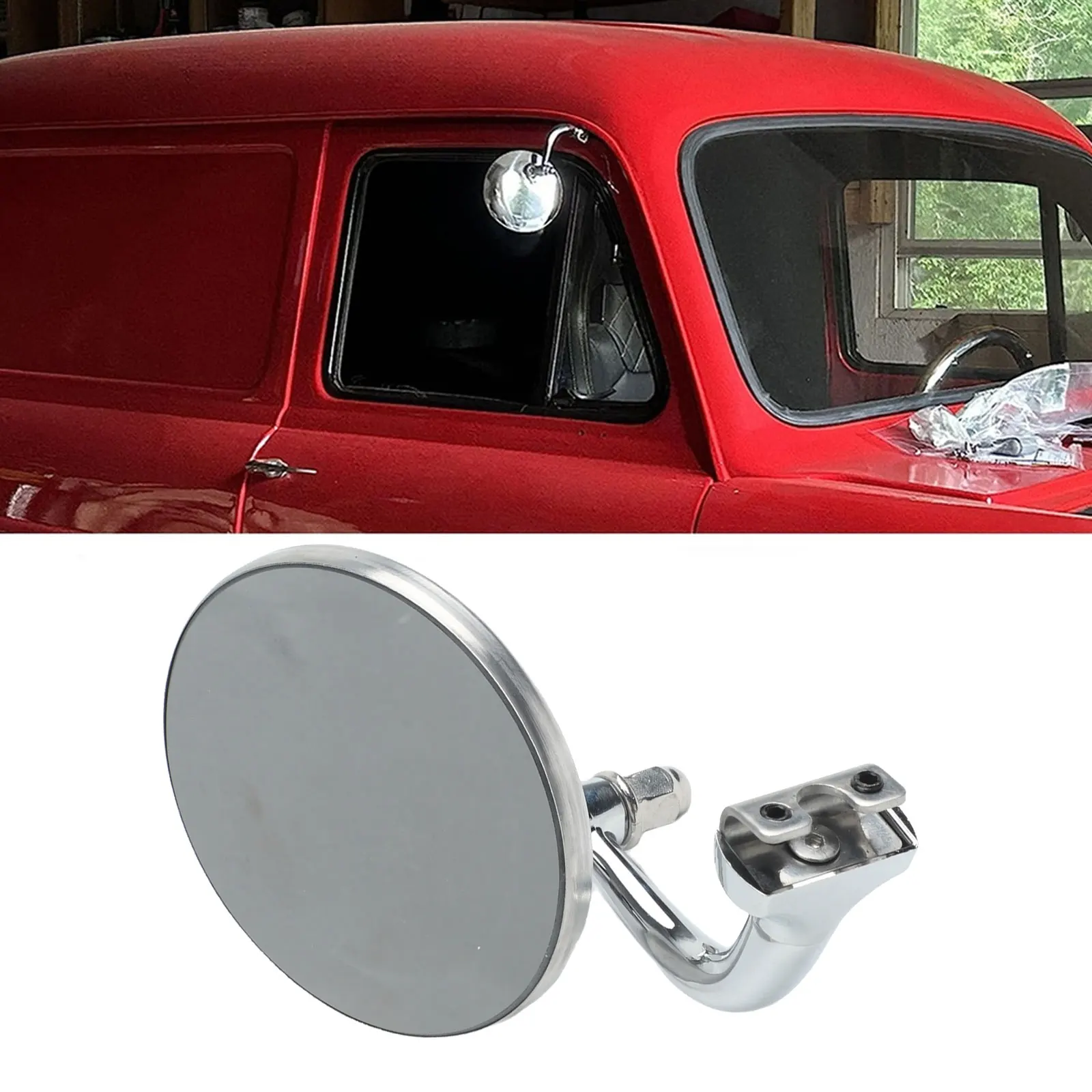 1pcs Round Rearview Mirror Classic Retro Rear Mirrors Stainless Steel Round Side Mirror Wide Fitment On Front And Rear Positions
