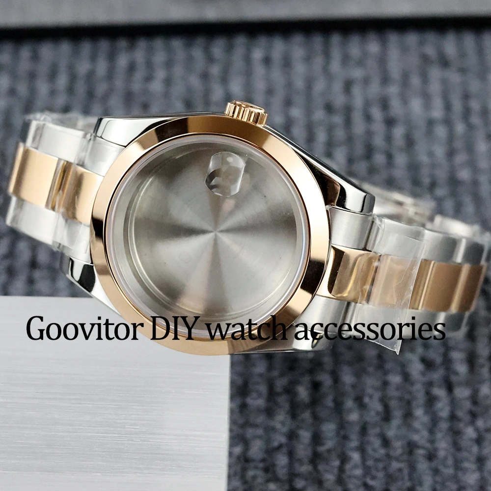 36MM/39MM NH35 Gold Silver Watch Case Sapphire glass Oyster strap Waterproof For Datejust NH35 NH36 Movement 28.5mm dial case