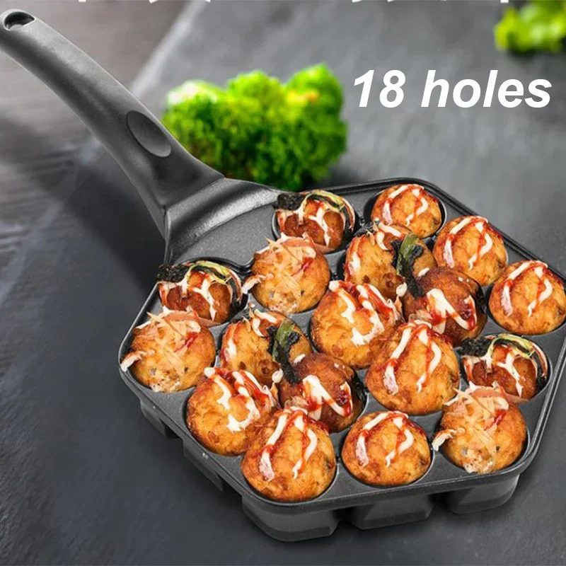 12 Holes Aluminum Alloy Takoyaki Pan Takoyaki Maker 18 Holes Chibi Maruko machine Baking Forms Mold Pan Octopus Baking Machine