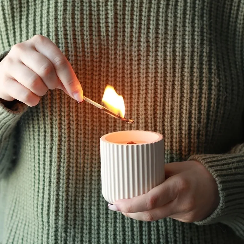 Striped Candle Cup Silicone Mold DIY Gypsum Concrete Jewelry Storage Jar Home Decoration Ornament Resin Mold Handicrafts Casting