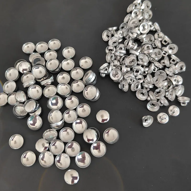 500pcs 0.9cm-1.5cm 16L 18L 20L 24L Handmade Fabric Button DIY Metal Bread Shape Covered Cloth Leather Button Decoration Supplies