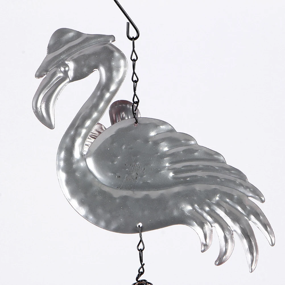

1pc Wind Chime Ornament Premium Iron Flamingo Hanging Decoration 3D Bell Pendant Car Decor Durable Vintage Style