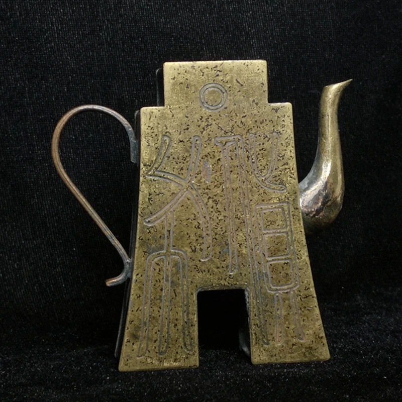 YIZHU CULTUER ART Size 3.5 Inch Old Chinese Bronze Carving Inkstone Ink Grinding use Drip Collection
