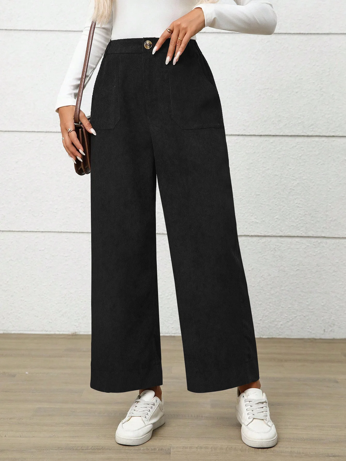 Pantalon ample à jambes droites pour femme, confortable, décontracté, polyvalent, mode, taille élastique, bas de bureau quotidien, automne et hiver
