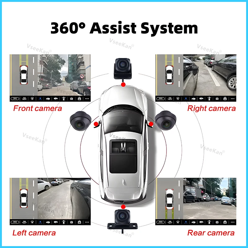 8K 1080P AHD 3D 360 Camera Panoramic Surround View Right+Left+Front+Rear View Camera for Android Radio Night Vision WDR