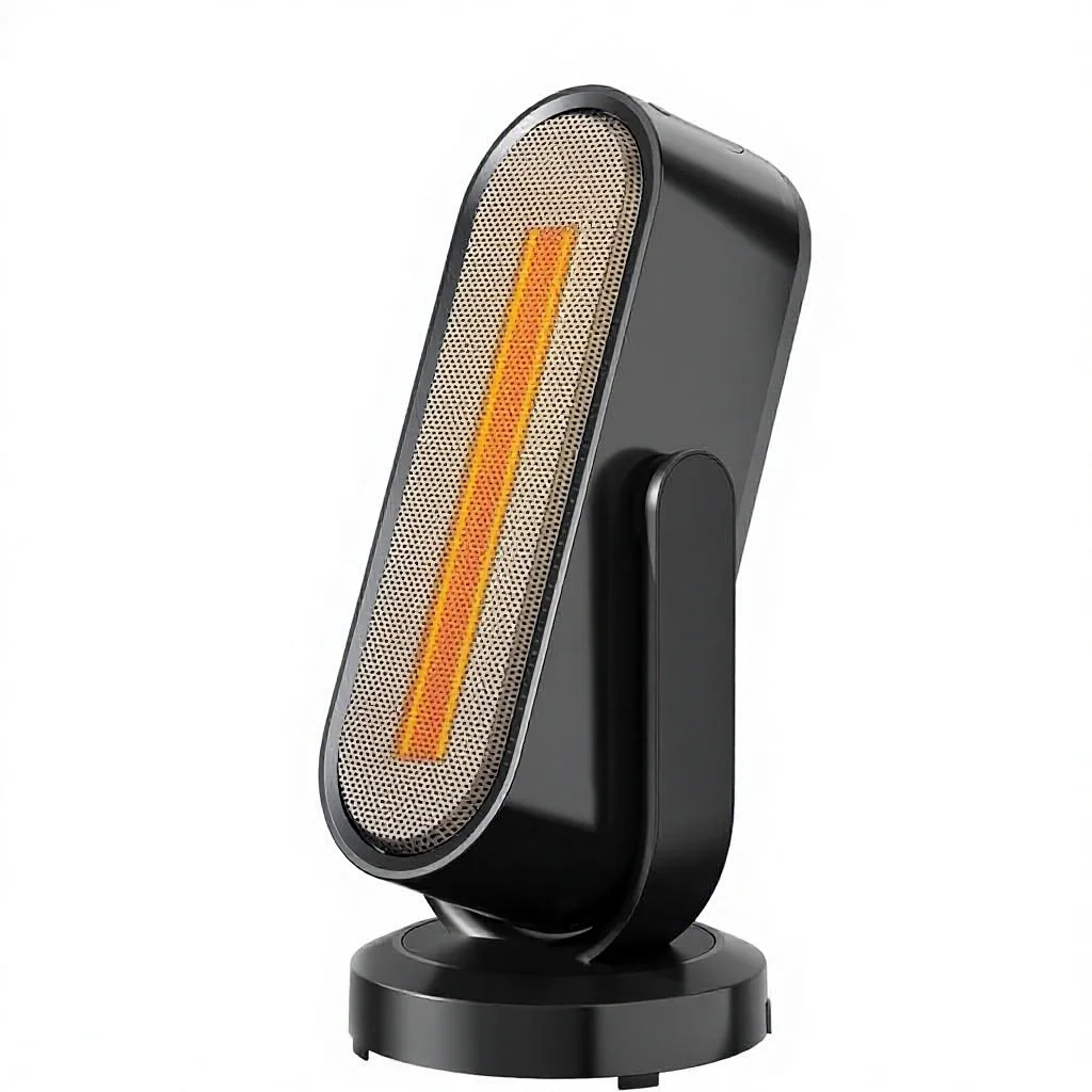 Electric smart ceramic space heater, remote control adjustable temperature, thermal overload protection, anti-dumping protection