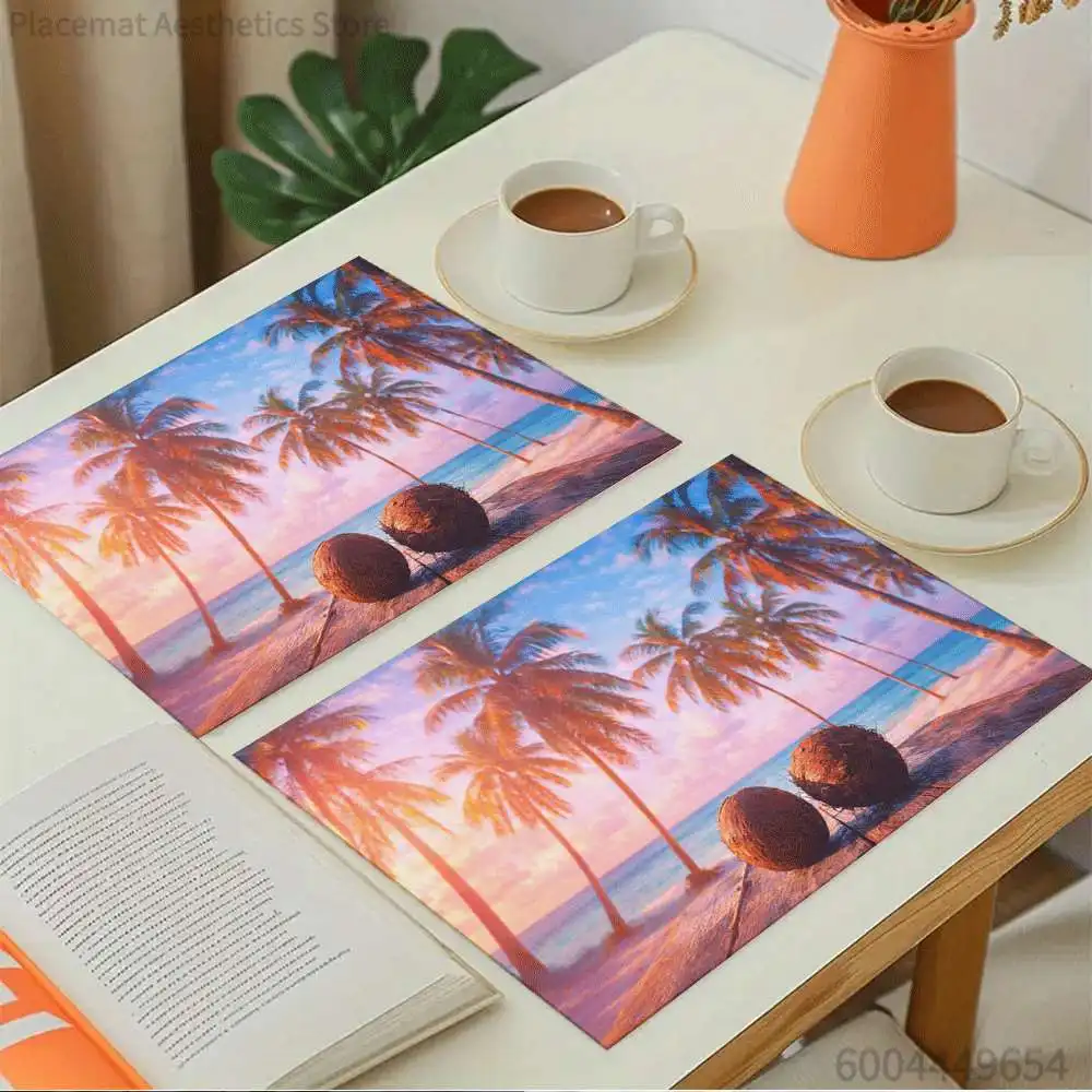 Beach Cactus Orchid Print Super Absorbent Drying Mat Waterproof Kitchen Counter Drain Pad Decor Placemat