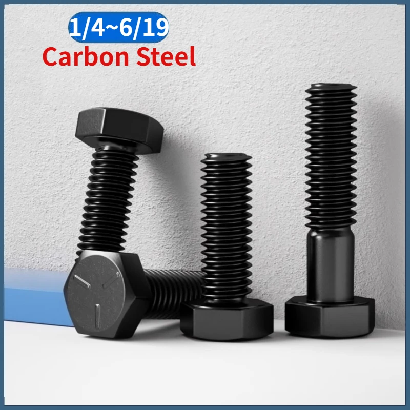 UNC 1/4-20 5/16-18 3/8-16 7/16-14 1/2-13 9/16-12 US Coarse Thread Black Carbon Steel External Outside Hexagon Head Screw Bolt