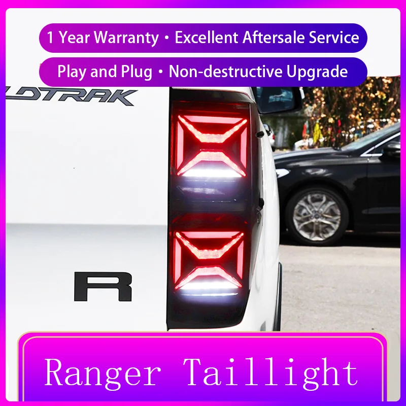 Car Lamps For Ford Ranger 2012-2018 Tail Lights LED Turn Signal Dynamic DRL Bright Taillight Reverse Refit Auto Tool Accessories