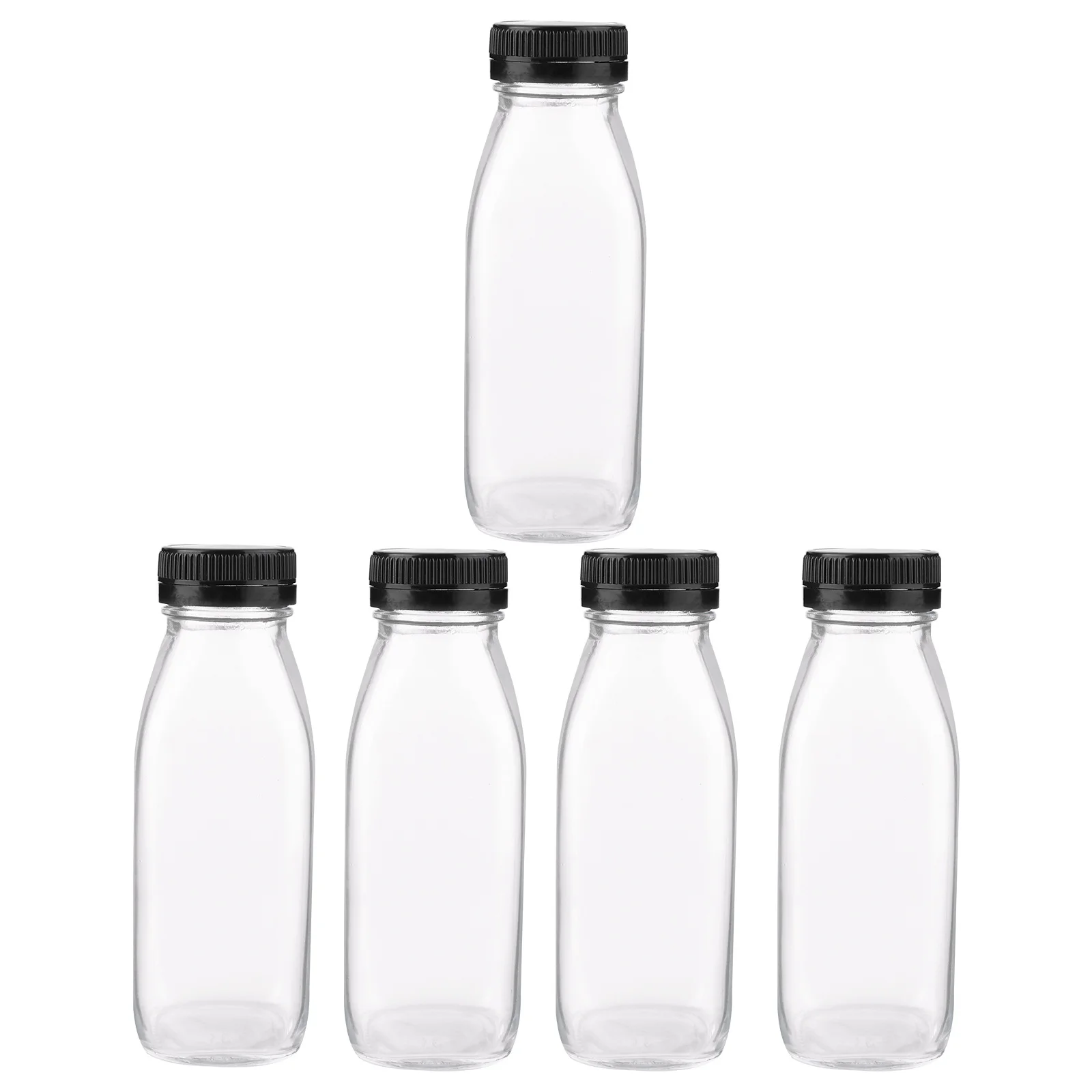 

5Pcs 300ml Clear Glass Milk Bottles Fine Workmanship Reusable Juice Containers Glass Drink Bottles Milk Container