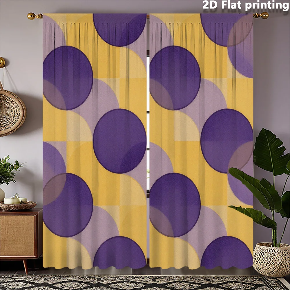 Living Room Curtains Yellow Purple Geometric Abstract Circle Pattern Curtains Drapes for Modern Home Decor Window Panels