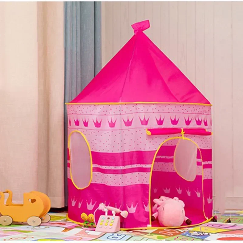 Tende pieghevoli per bambini piccoli castello portatile bambini rosa blu casa da gioco giocattoli da campeggio compleanno natale regali all\'aperto