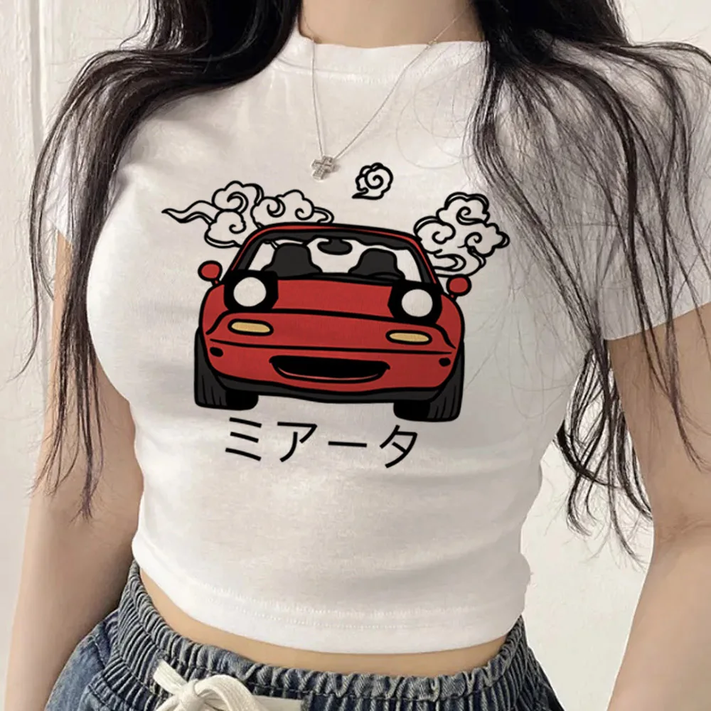 Miata cropped top female japanese grunge summer shirt kawaii cheap party cute meme