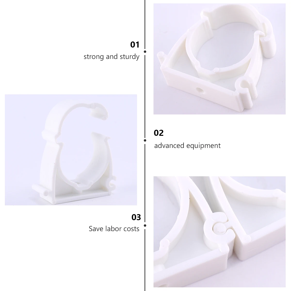 

10 Pcs Pipe Clamps High Quality Plastic Durable Tube Clips Stainless Steel Fitting White Save Space Easy Install Hose Fixing