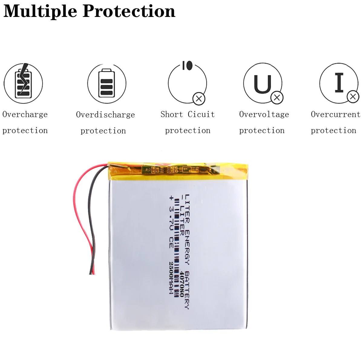 Liter energy battery 1pcs/lot Li-ion battery 407080 3.7v 2500mAh Lithium Polymer Battery For Mp3 7 inch 8 inch