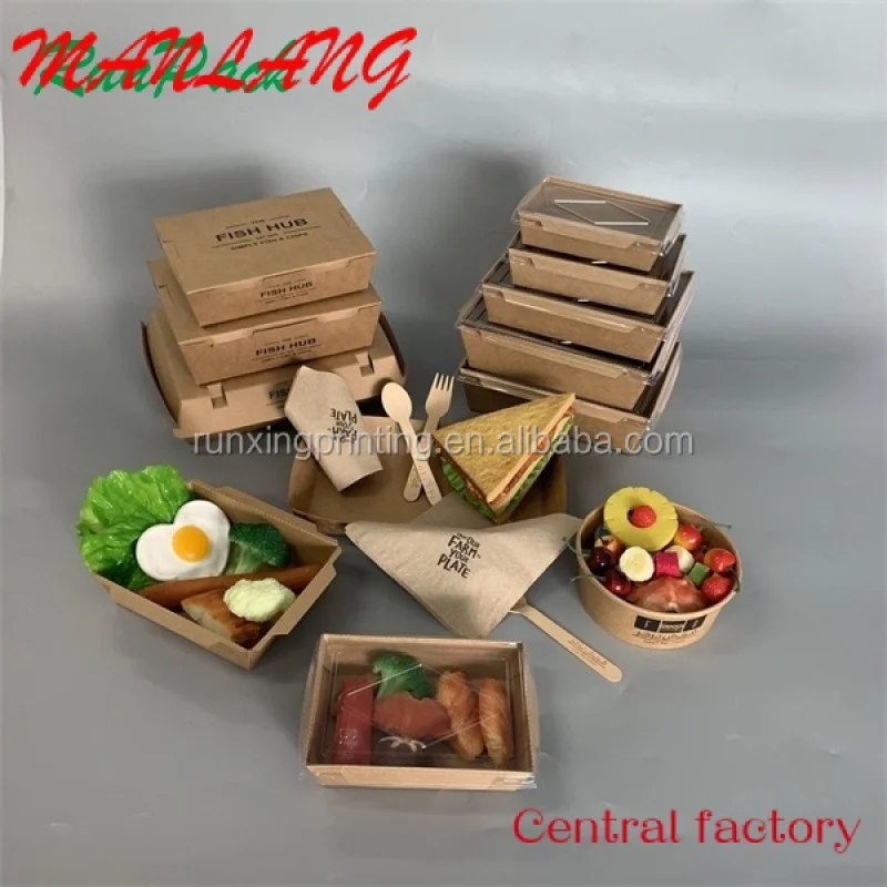 Custom  Runxing Custom Compostable Eco Friendly Paper Boxes Fast Takeaway Box Food Packaging