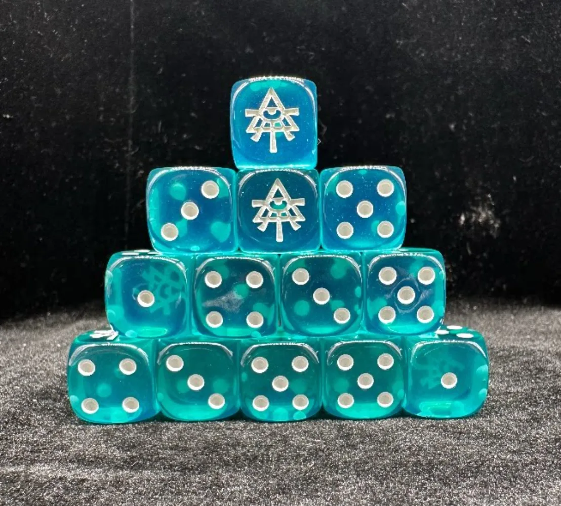 10pcs/20pcs Warhammer 40K Aeldari Dice,Transparent Teal D6 Dice Set,Tabletop Wargame Dice for AOS HH Middle-earth Wargaming