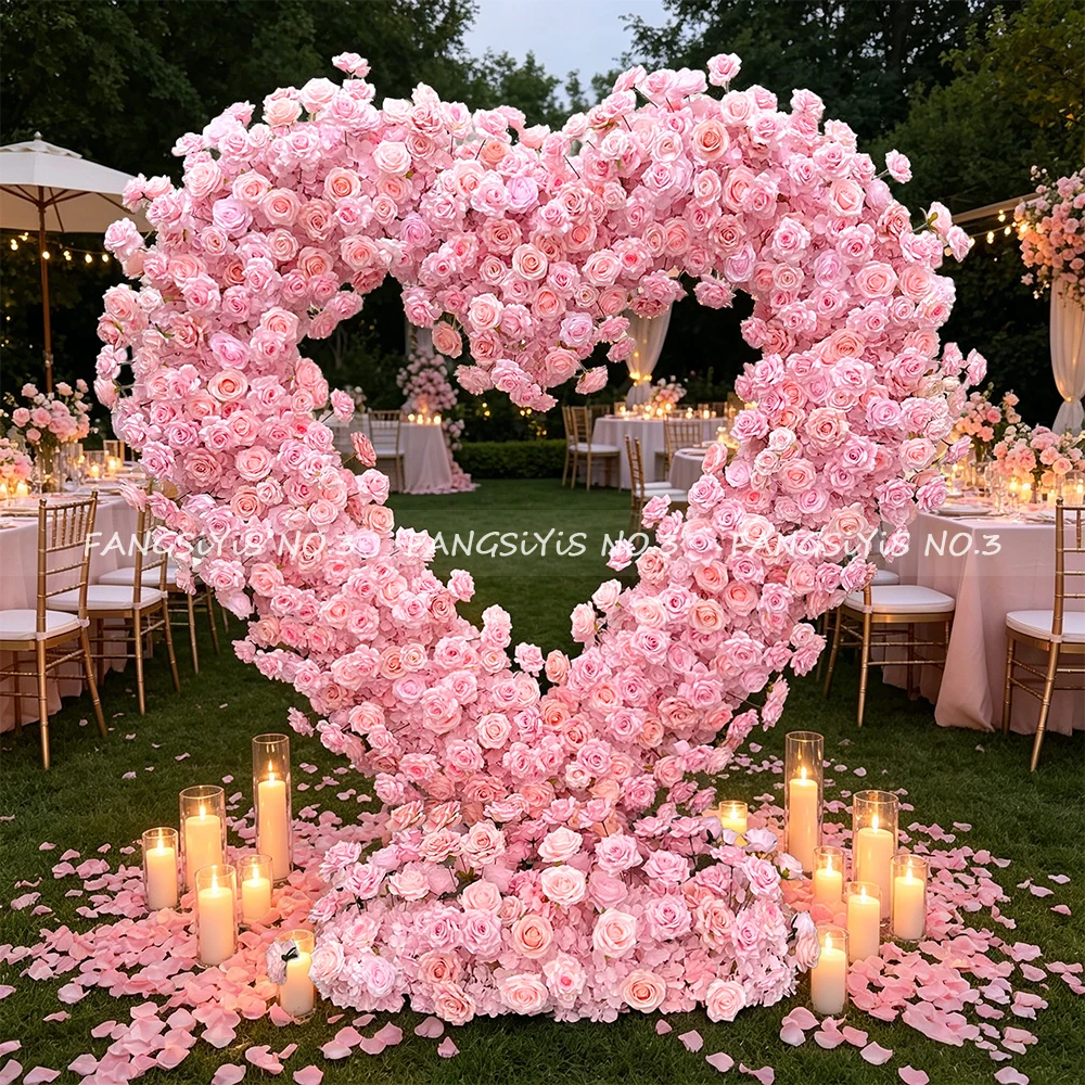 

Искусственная арка в форме розового сердца 2М, роскошная шелковая цветочная рама-сердце, декор для свадебной сцены, фона для церемоний в отеле