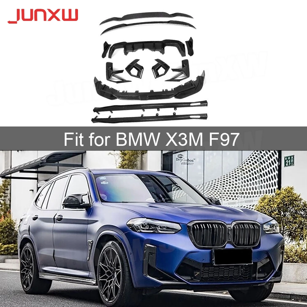 Dry Carbon Front Bumper Lip Rear Diffuser Rear Mid Roof Spoiler Side Skirts Bumper Splitter Bodykit for BMW X3M F97 2022+