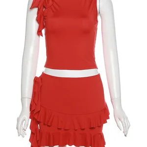 Weird Puss-Women's Double Deck Plisada Mini Skirt and Skinny Bandage Towel, Sexy Combining Clothes, Festival Party, 2 Pieces Set 10 Main Sales Set Cropped and Skirt - №10