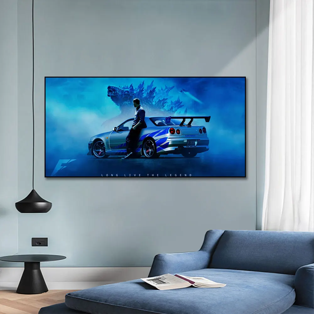 

Paul Walker's Nissan Skyline GTR R34 Modern Car Canvas Art Painting Posters and HD Print Pictures for Living Room Home Decor