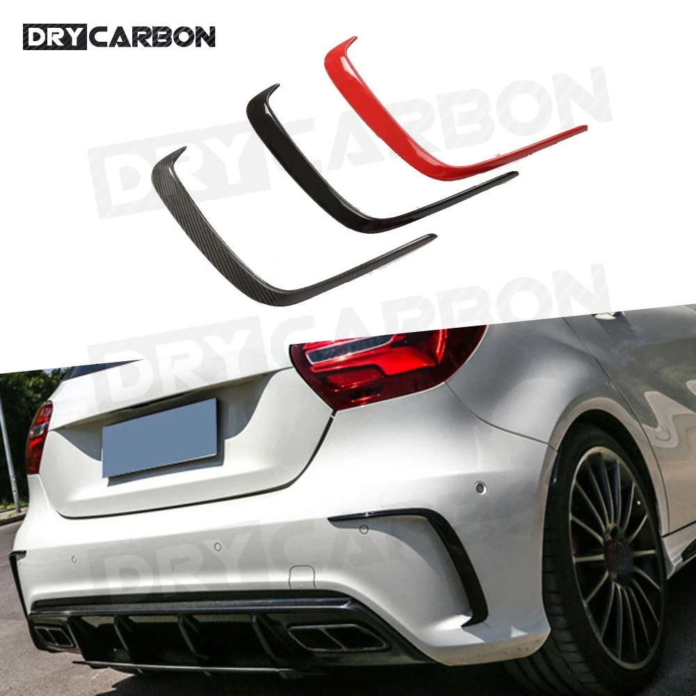 For W176 Carbon Fiber Side Rear Bumper Spoiler Vent Cover Trim for Benz A Class A200 A260 A45 AMG 2014-2017 Not standard 2pcs