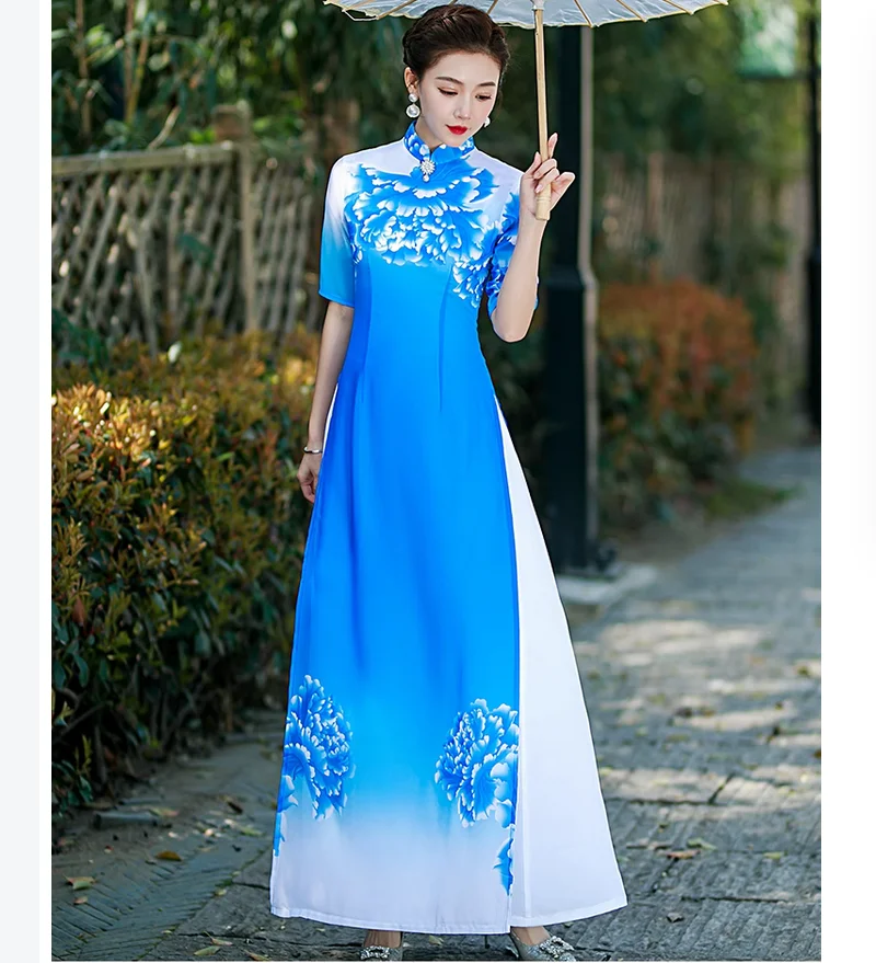 

Summer Audrey Cheongsam Women's High end Grand Stage Show Performance Clothing