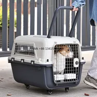 Luxury Large Pet Trolley Case Portable Plastic Dog Carrier Flight Crate with Large Capacity for Travel Cage