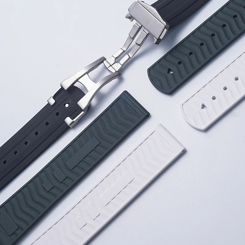Cinturino per orologio in gomma fluoroelastomero FKM morbido di lusso 20mm Nuovo cinturino Omega Seamaster per uomo donna Accessori per braccialetti impermeabili