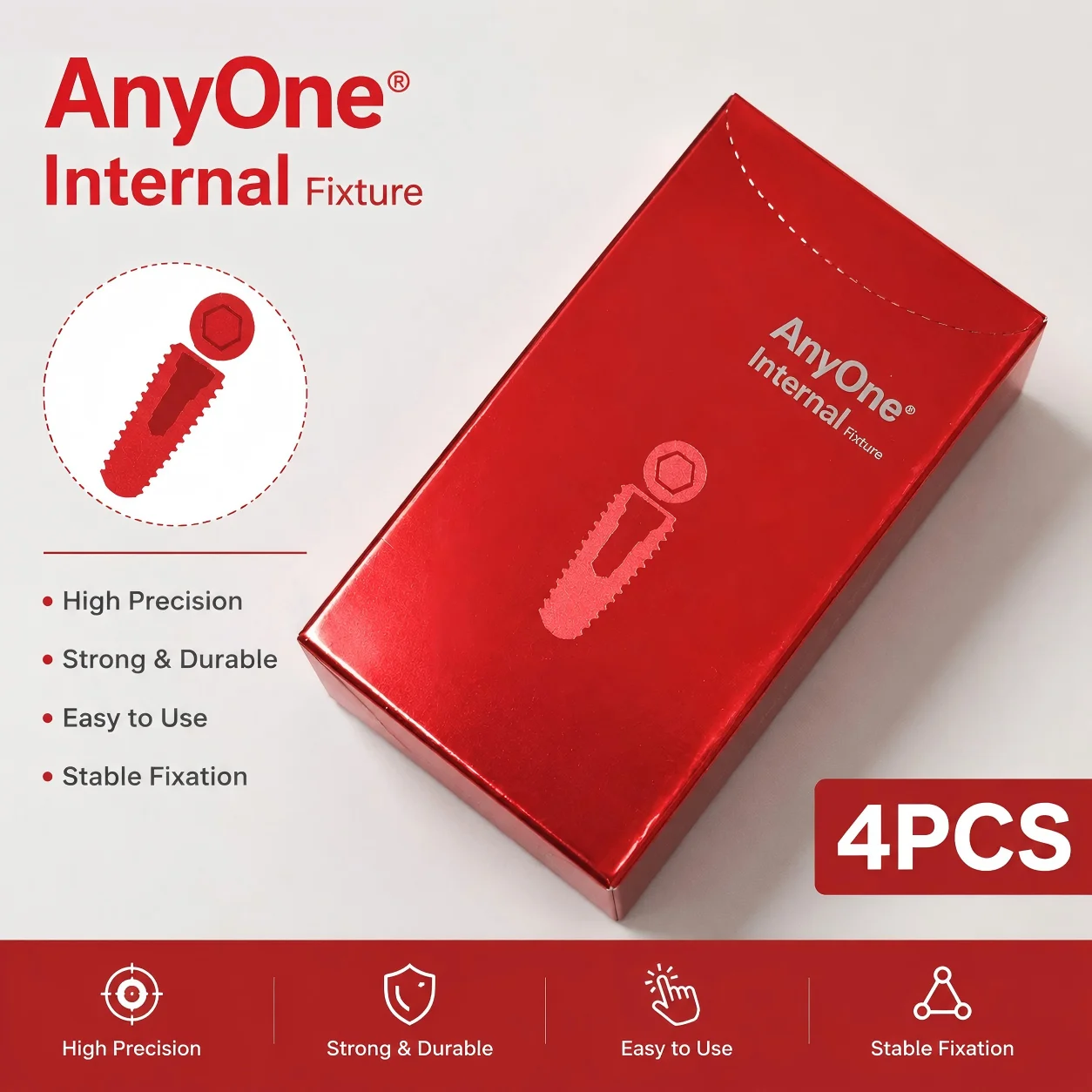 4Box MegaGen AnyOne AO Compatible Implant Screw Accessories, Oral Surgery Tools for Prosthetic Restoration