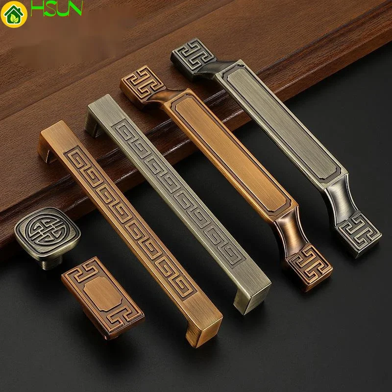 Retro Simple Personality Xin chinese-style Texture home cabinet drawer handle zinc alloy antique hardware handle