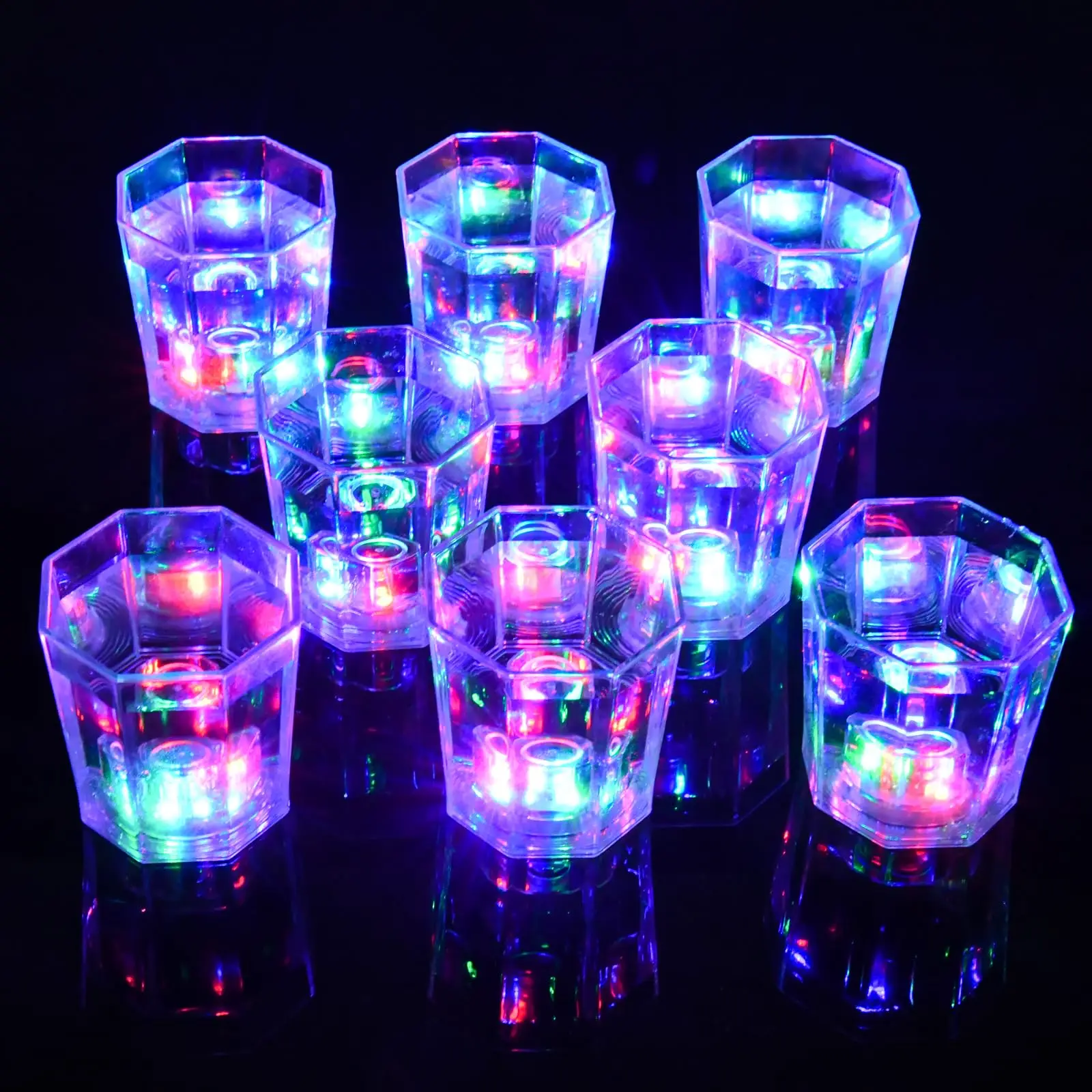 Light Up Shot Glasses Set of 24 Party Favors Adults Shot Cups LED Flash Light Up Drinking Glasses Glow in the Dark Shot Glasses