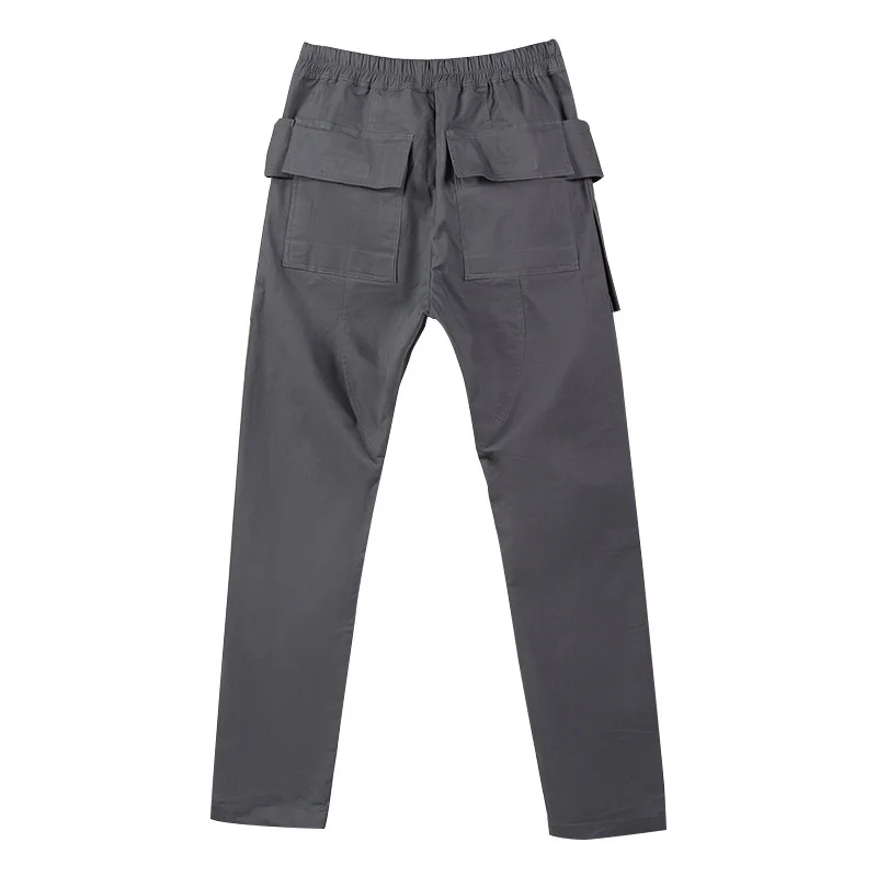 Double Classic Loop Men's Biker Work Pants 2022 New Gray Cotton Twill Long Pants Drawstring Elastic Waist Trousers 2D1157