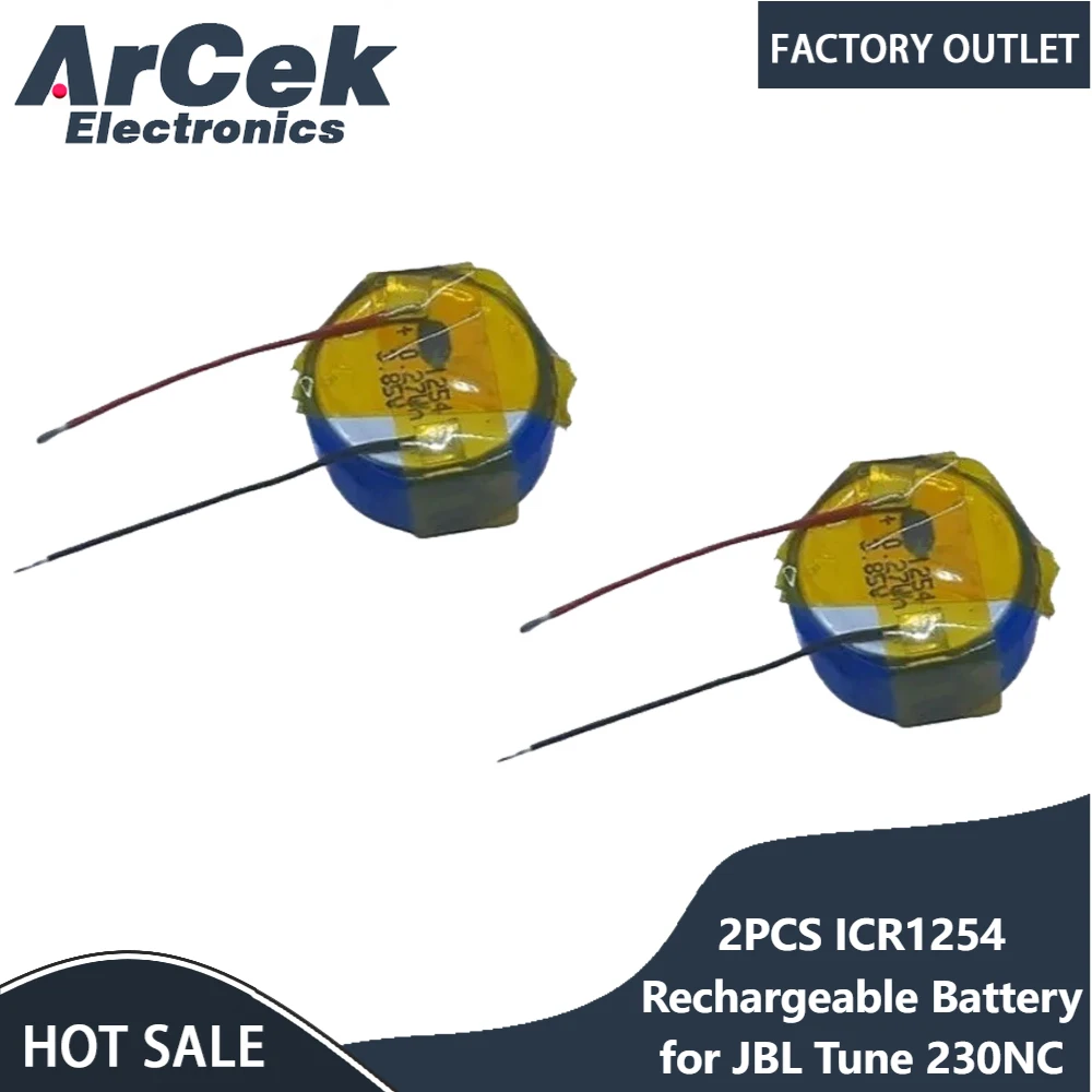 2PCS 3.85V 70mAh ICR1254 충전식 배터리 CP1254 JBL Tune 230NC 230 NC T230NC TWS 무선 헤드셋 블루투스 헤드폰