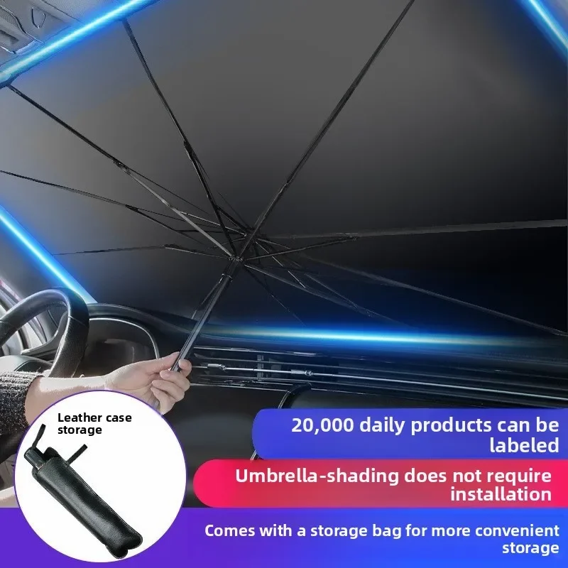 Foldable Car Windshield Sun Shade Umbrella Retractable Heat Insulation UV Protection Portable Car Front Window Sunshade Curtain