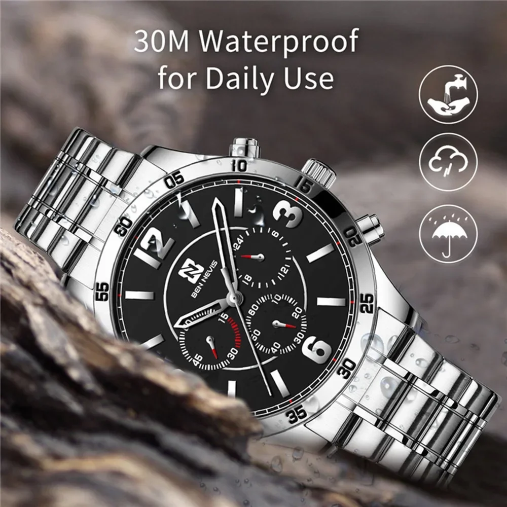 Men Luxury Watch 45mm Wristwatch Install Quartz Movement 3ATM Diving Men's Sport Wristwatch
