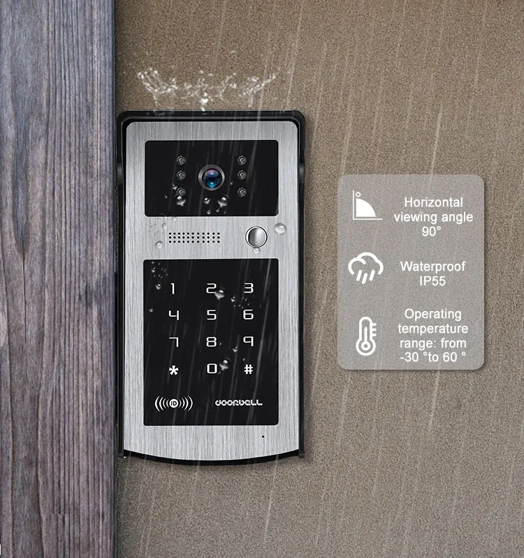 Intercomunicador inteligente TUYA para puerta, sistema de entrada de Monitor para el hogar con contraseña/tarjeta RFID, desbloqueo, cámara