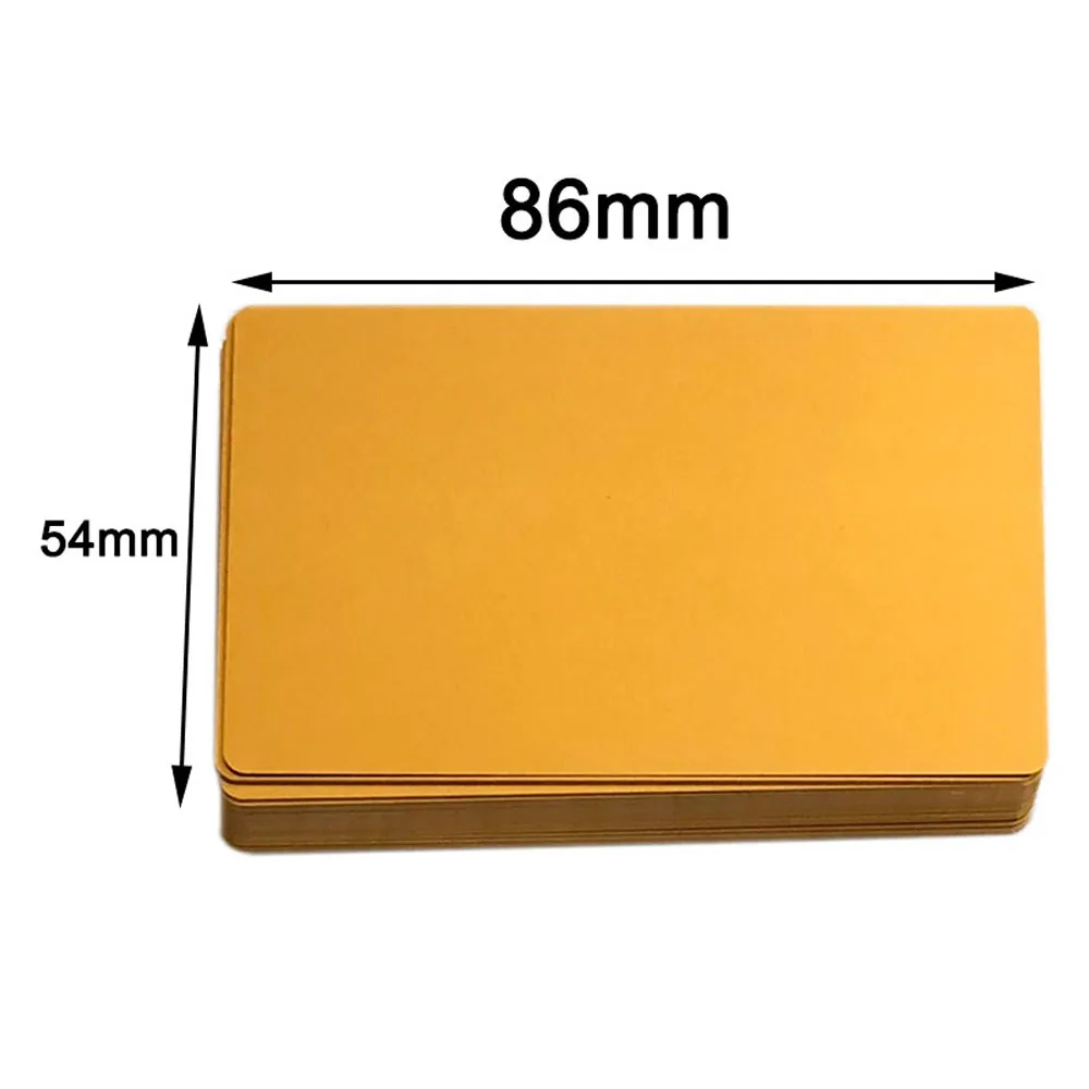 Imagem -03 - Metal Cartões de Visita Gravado Faça Você Mesmo Cartão Grosso Alumínio em Branco Laser Cnc Gravado Material de Escritório 0.2 mm 0.4 mm 50 Pcs Cor