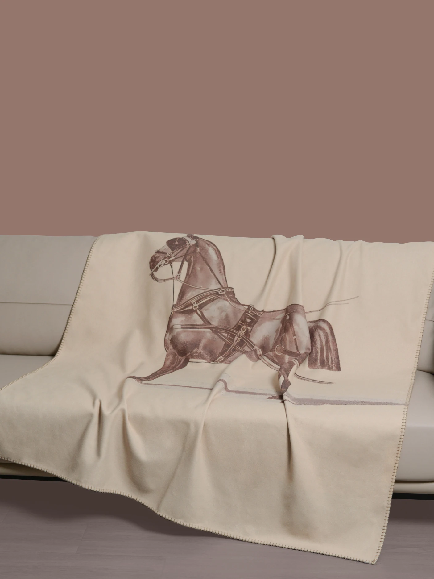 Croker Horse 140x180cm Woolen Throw Blanket - Horse Printing Pattern Premium American Style Blanket For Living Room Bedroom